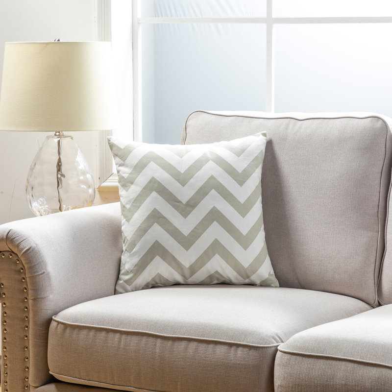 Chevron Reversible Throw Pillow, Taupe, Feather