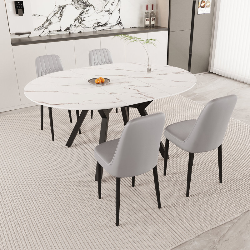 Ensemble de table de salle à manger 5 pièces, table de salle à manger extensible avec 4 chaises rembourrées