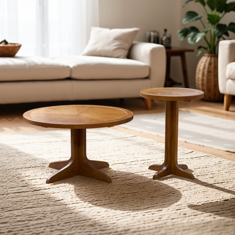 Ensemble de tables basses et tables d'appoint 2 pièces Modern Farmhouse - Bois massif