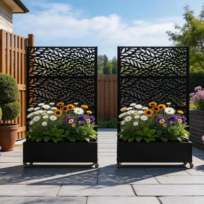 Nash Metal Planter Box With Trellis And Wheels