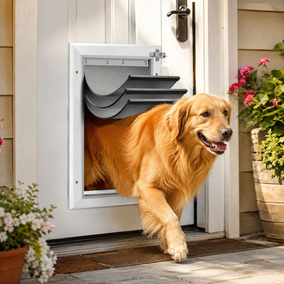 Porte pour chien XL à 3 volets ultra-résistante, cadre en alliage d'aluminium antirouille