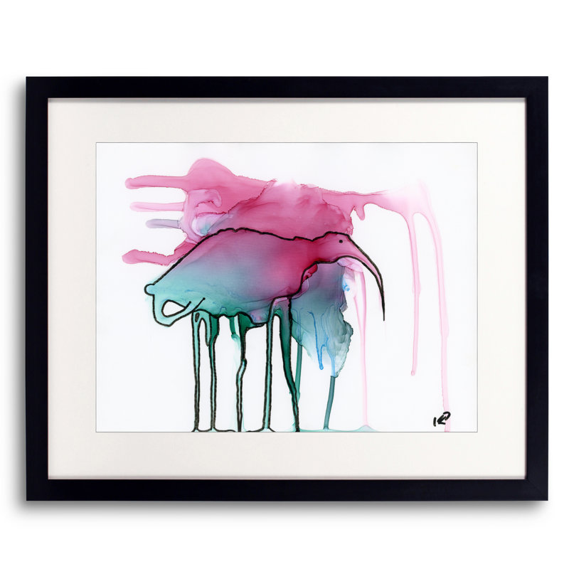 KC Pollak " Stand Tall ", Black Framed Paper, White, 30" H x 39" W