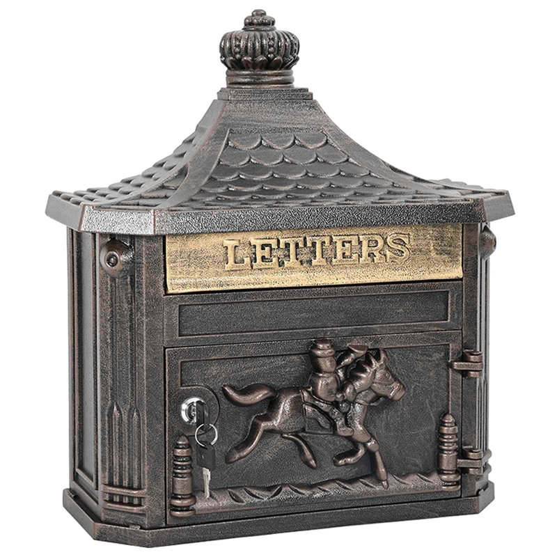 Cast Aluminum Wall Mounted Post Box, Bronze