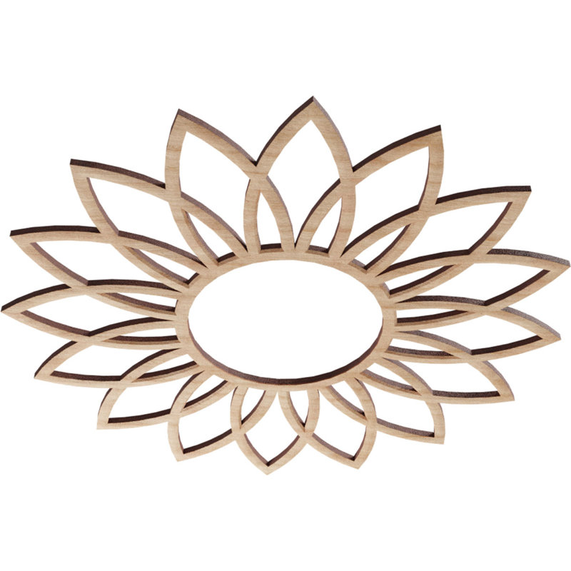 16"OD x 5 5/8"ID x 3/8"T Daisy Wood Fretwork Pierced Ceiling Medallion, Birch, 16" H x 16" W x 0.38" D, Beige Alder