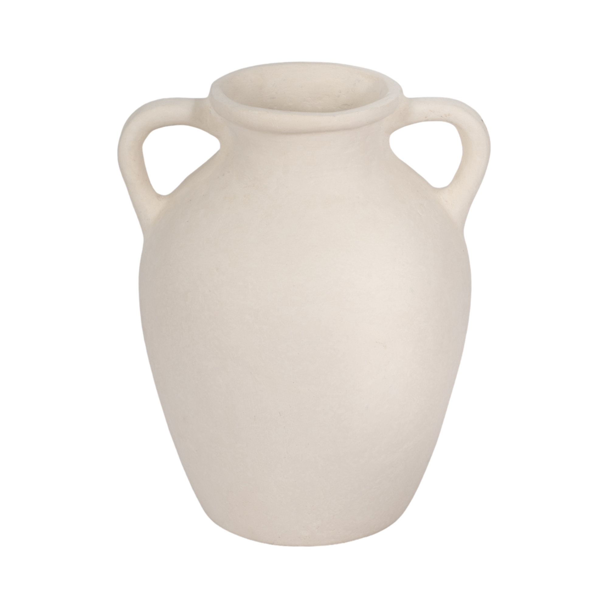 Sagebrook Home Andrelisa Elegant Terracotta Handled Vase - Enhance Your Space, 12" H x 10" W x 9" D, Ivory