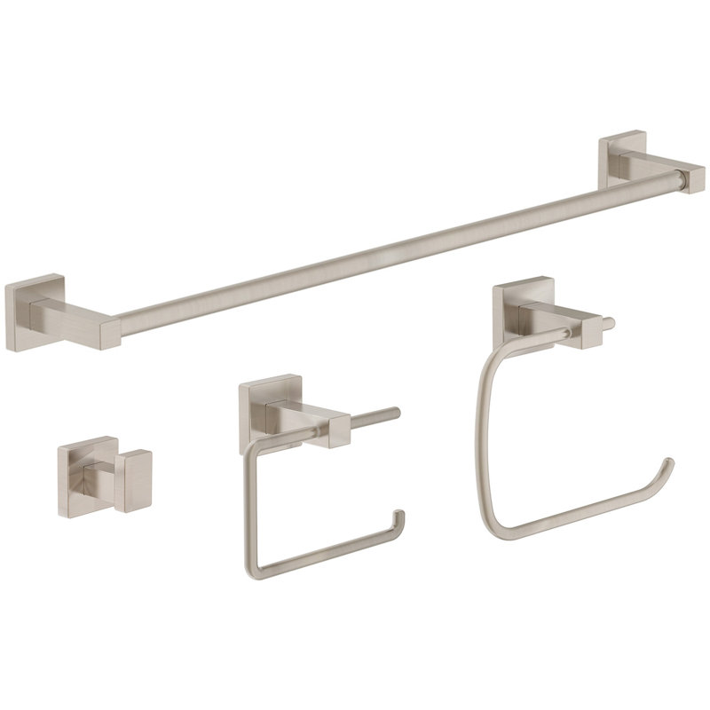 Duro 4 Piece Bath Accessory Hardware Set, Satin Nickel