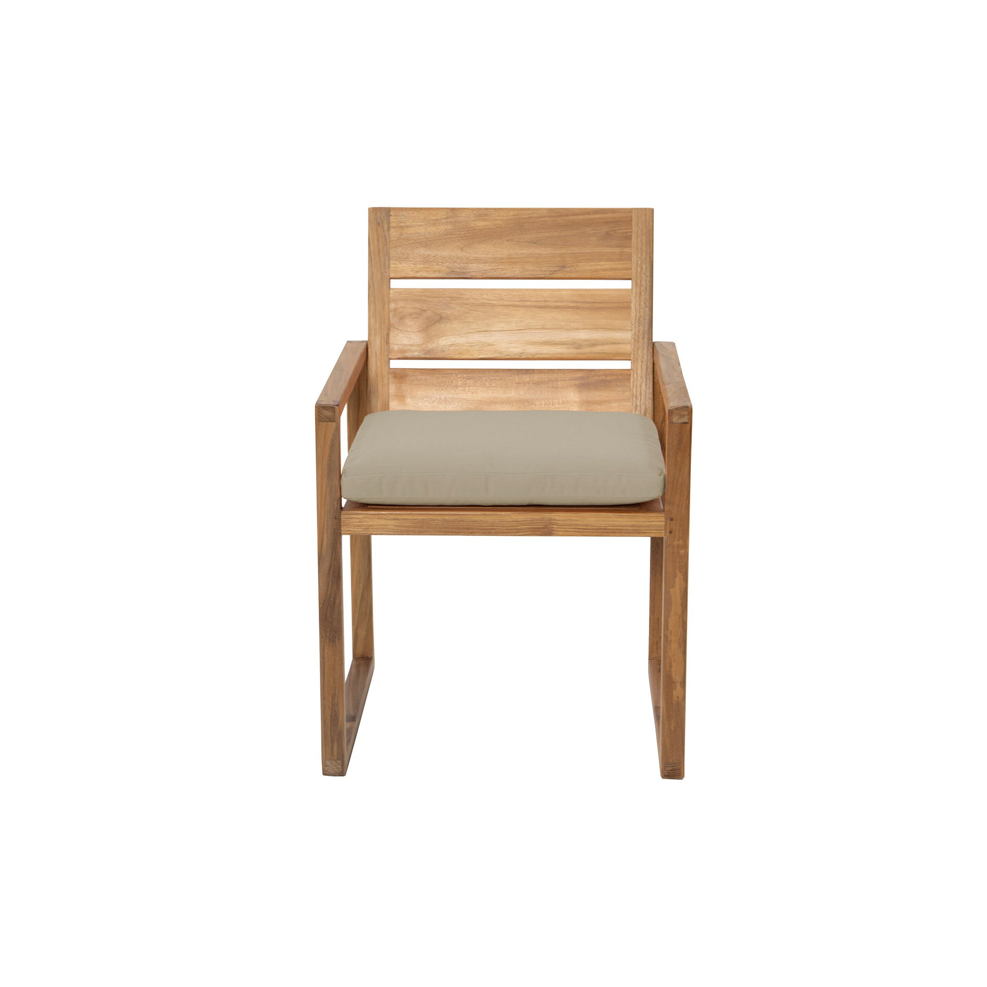 Uvita Teak Patio Dining Armchair with Cushion, Antique Beige