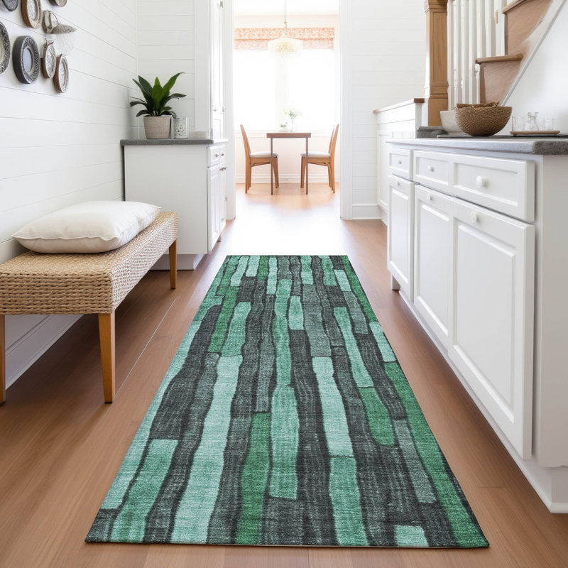 Premium Machine Washable Kumbhar AMF1301 Stripes Rug, Runner 2'3" x 7'6"