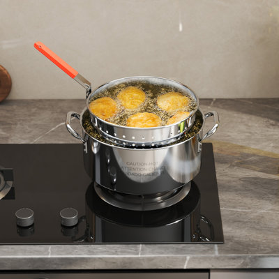 10QT Propane Deep Fryer Set With Baskets,Tong, Cover,Lid & Thermometer