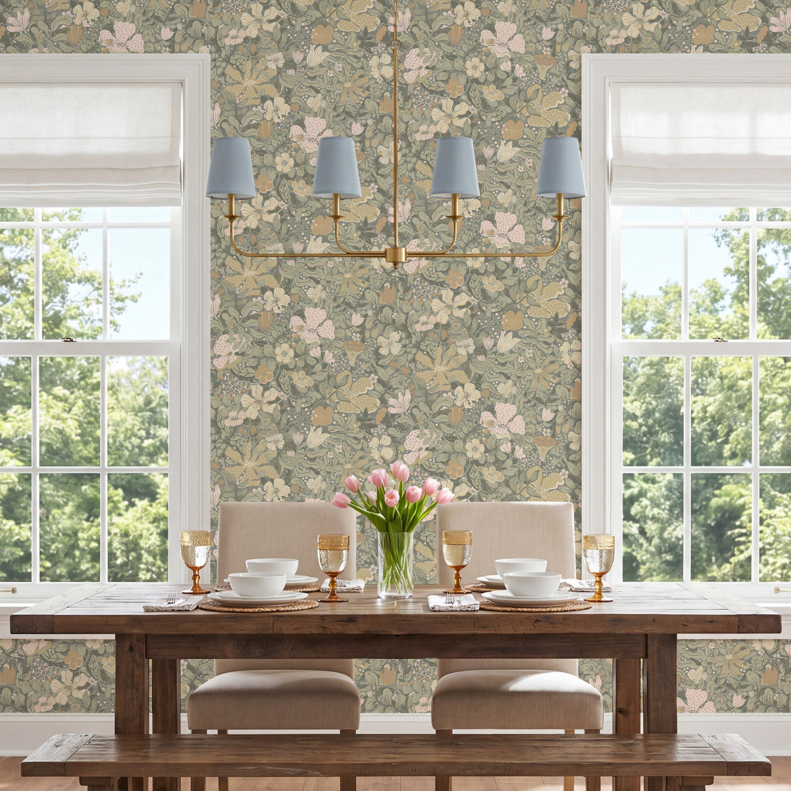 Harriette Floral Wallpaper, Gray