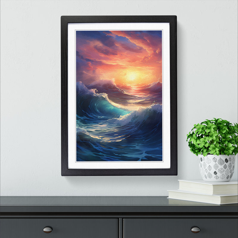 Ocean Digital Framed Print, Black , 34cm H x 25cm W x 2cm D