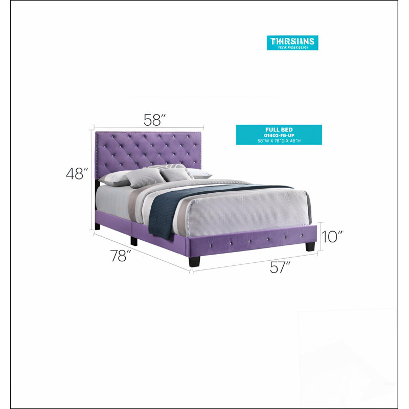 Structure de lit moderne avec tête de lit pour la chambre à coucher, Complet/Double, Mauve
