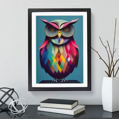 Geometric Owl No.5 Abstract 1 Piece Single Picture Frame Wall Art