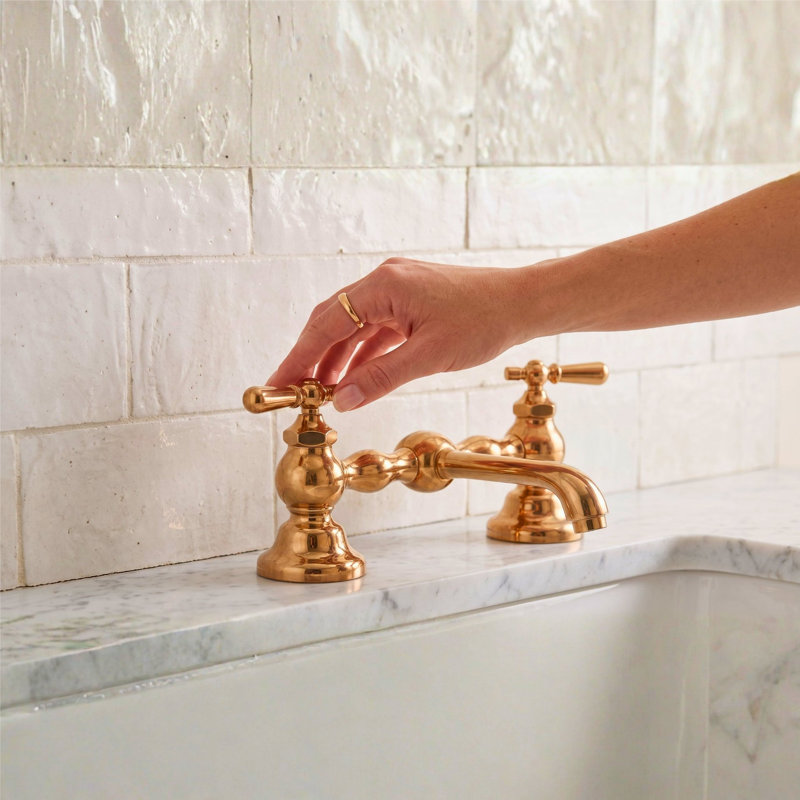 Robinet de salle de bain à 2 poignées avec drain, Chrome