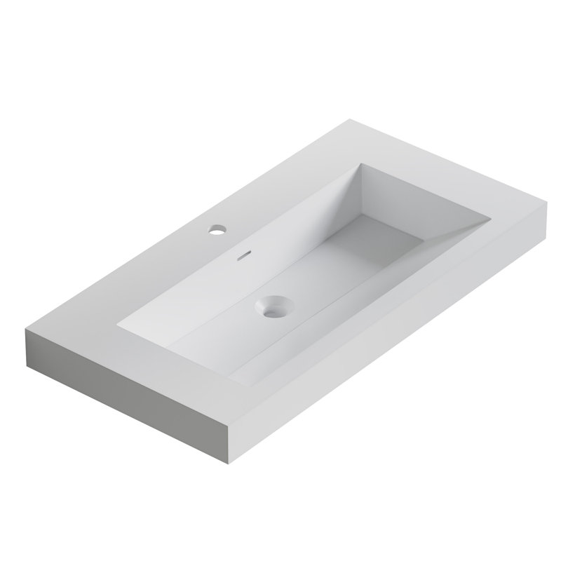 Lavabo de salle de bain mural à surface solide 36 "