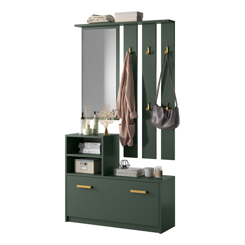 Adrea Hall Tree with Shoe Storage, Bottle Green