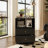Black Wood Nightstand With Geometric Carved Front, 2 Drawers And Open Shelf, 23.6"W X 15.7"D X 31.5"H Bedroom Side Table