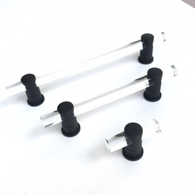 Luz Lucite T-Bar Knob, Matte Black