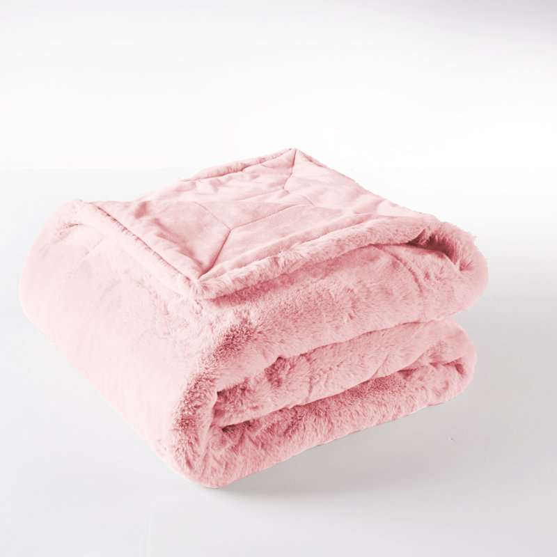 Jeté lourd en fausse fourrure, L 50 po x L 60 po, Rose quartz