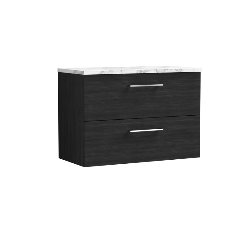 Arno 80.5cm Single Bathroom Vanity Base Only, Charcoal Black Woodgrain