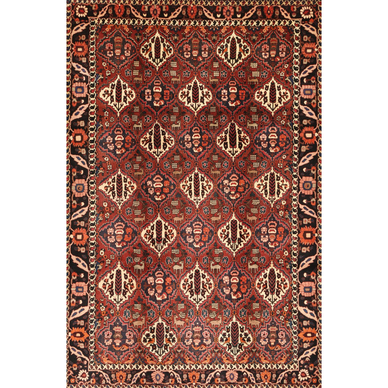 Tapis rouge / beige Southwestern, Rectangle 5 pi x 8 pi