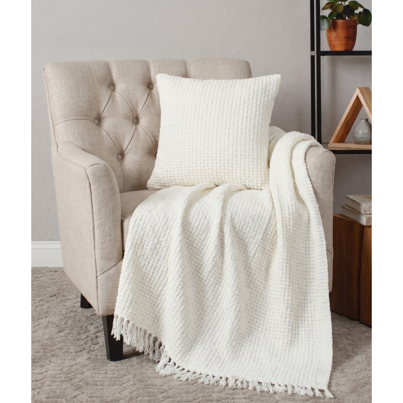 Jeté en chenille, Cream
