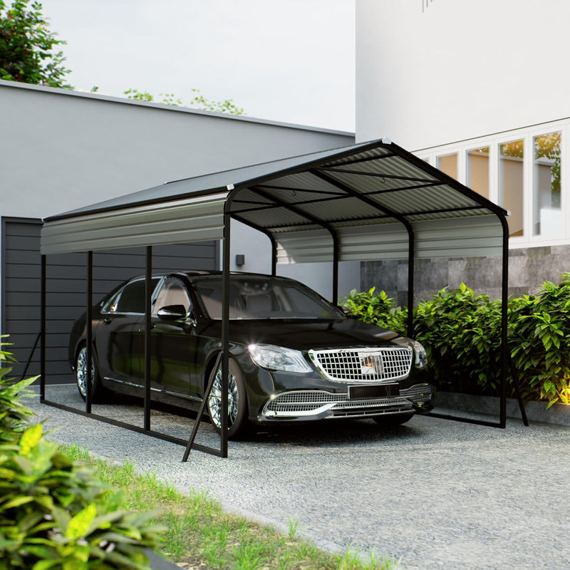 10x15 FT Metal Carport, Heavy Duty Carports Canopy with Galvanized Steel Frame & Roof, Outdoor Garage Car Port for All-Weather, Outdoor Galvanized Shelter for Car, Boats and Truck