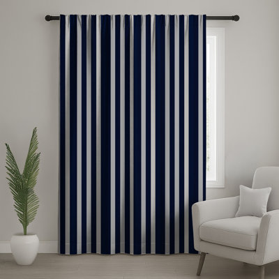 Blue Stripes Window Curtains, Pattern Sheer & Blockout Curtains - 1 Panel