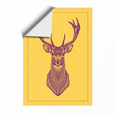 Purple Deer Mount Rustic - Framed Print