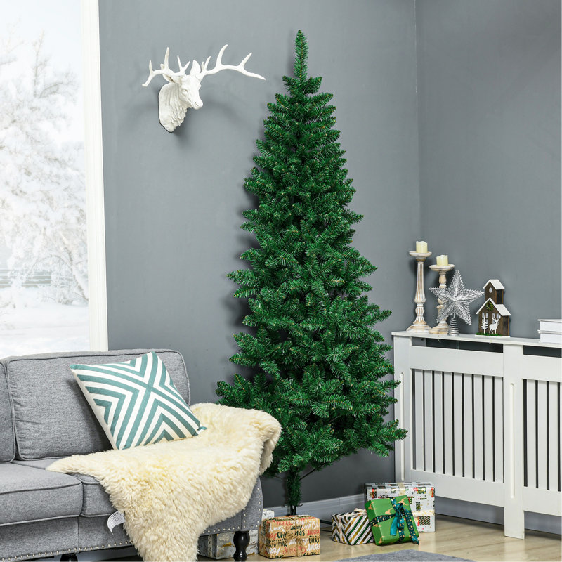 Demi-sapin de Noël artificiel 7 pi avec 52 branches, ouverture automatique, base en acier, vert
