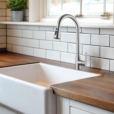 Single Hole Kitchen Faucet With Pull Out Sprayer Single Handle Kitchen Sink Faucets High Arc Stainless Steel Kitchen Basin Taps