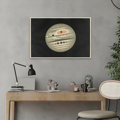 La planète Jupiter - art noir et astronomie vieilli beige