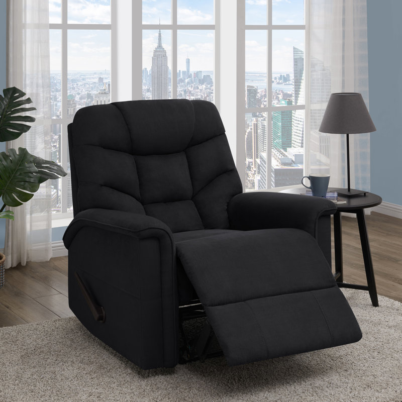 Lechuga 37" Wide Manual Clearance Home Theater Recliner, Black Microfiber
