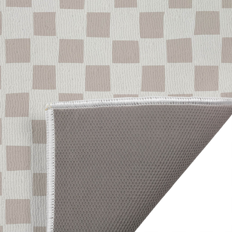 Checkered Absorbent Non-Skid Rectangular Toilet Mat