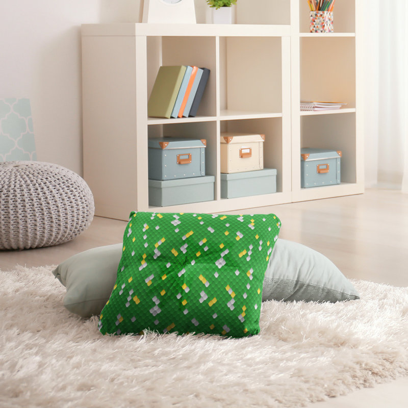 Coussin de plancher à échelle serpent, 26 po x 26 po, Vert / Jaune