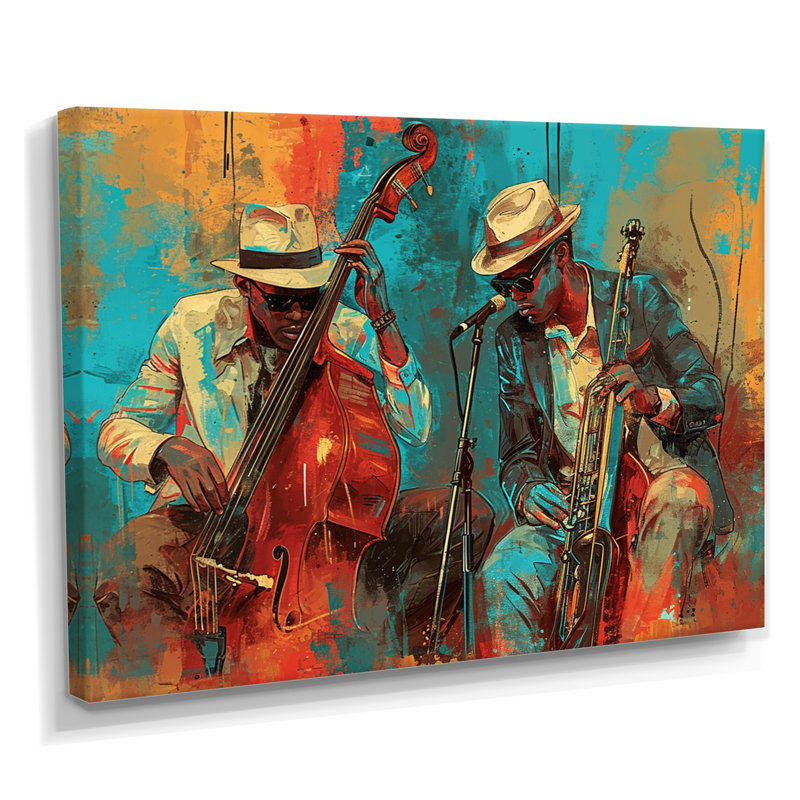 «2 Musiciens - Musicien», reproduction d'art mural, Toile tendue, H 24 po x l 32 po x P 1 po