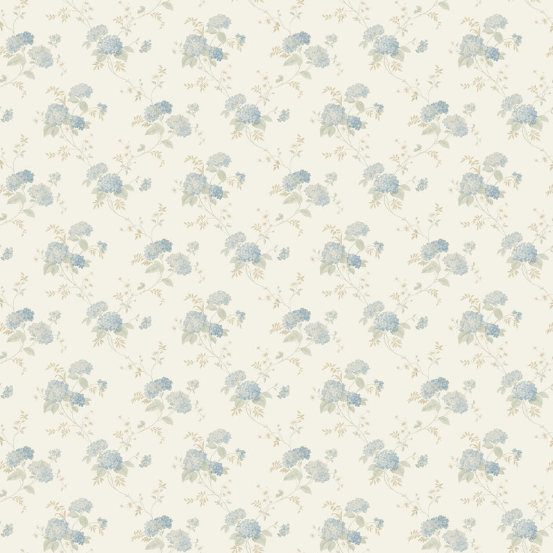Pretty Prints Mini Hydrangea Trail Wallpaper Roll, Navy/Beige