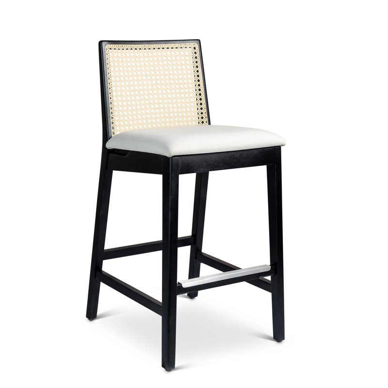 Modern Brazilian Nardia Cane Bar Stool, Light Gray/Domasco/Natural, Bar Stool (29.5" Seat Height)