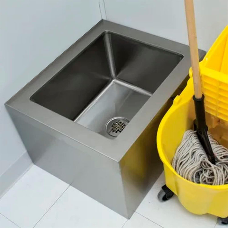 Express KitchQuip 22" W x 19" D Stainless Steel Floor-Mount Mop Sink for Commercial Janitorial Service