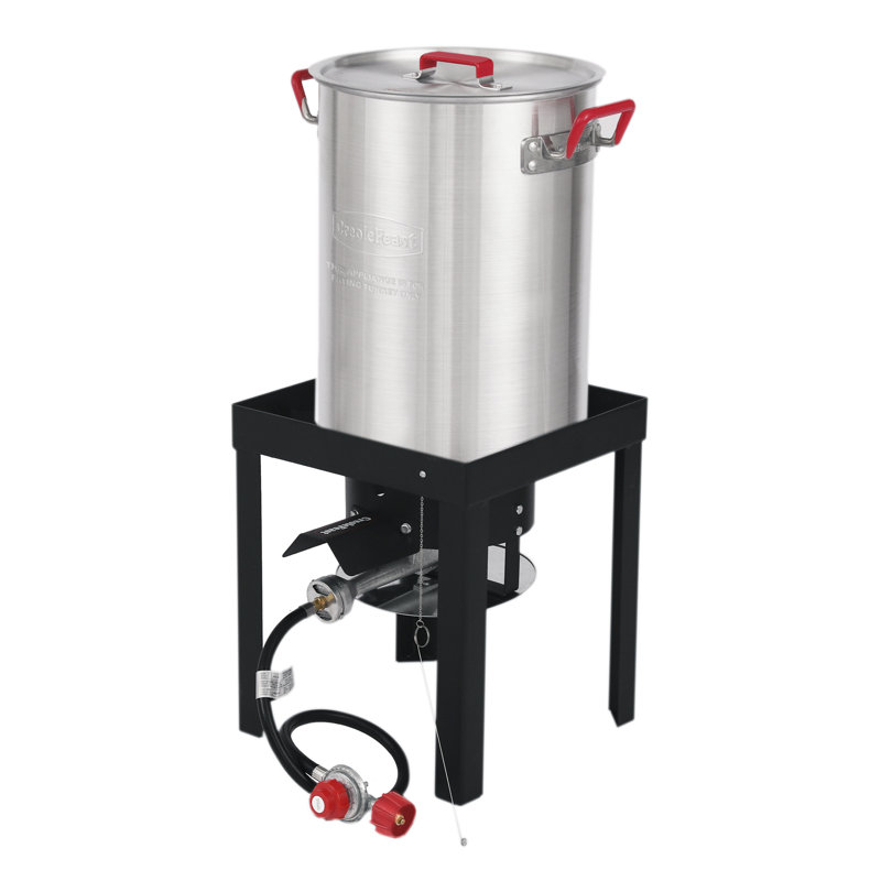 Premium Aluminum 30 Qt. Blue Turkey Fryer with Fish Boiler Steamer Kit