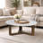 Fina 38 Inch Round Coffee Table, White Genuine Marble Top, Natural Brown Mango Wood 3 Leg Sled Base