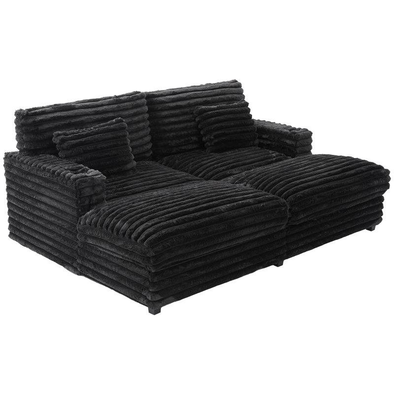 Très grand canapé double méridienne 83,5 po Cloud Couch, Noir