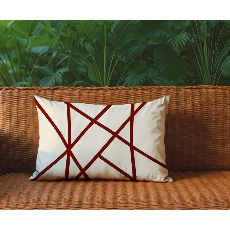 Tabor Reversible Indoor/Outdoor Rectangular Pillow, Rectangle 14"H x 20"W, Red