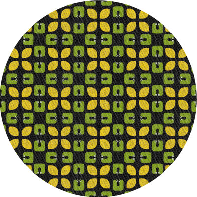 Tapis vert/jaune à motifs Lamphear