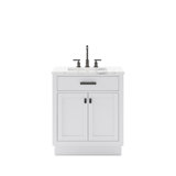 Hartford 30" Carrara White Marble Countertop Bath Vanity in Pure White with Faucet