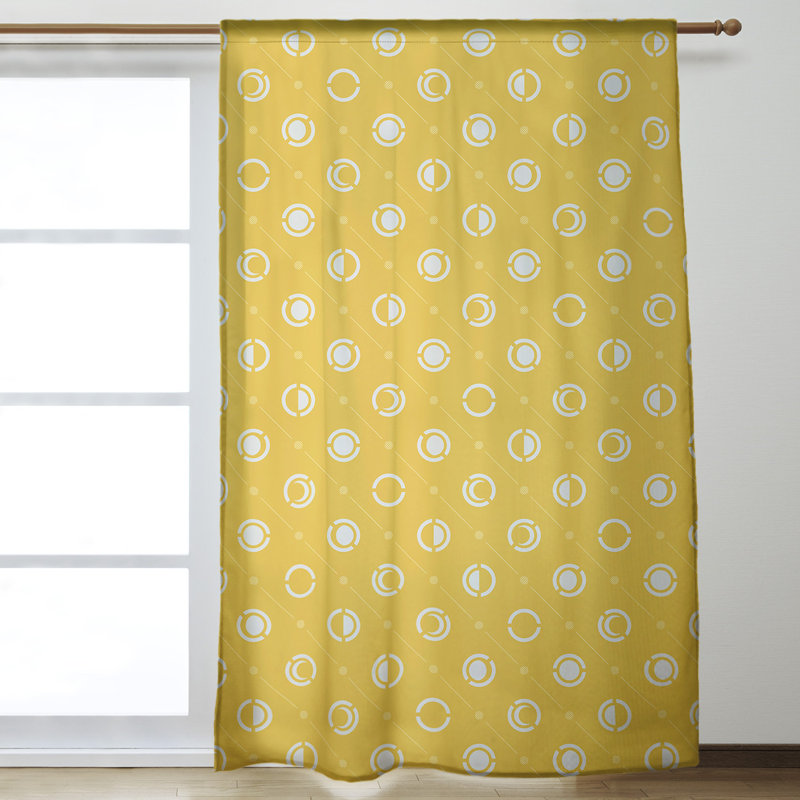 Panneau de rideau simple obscurcissant et isolant avec passe-tringle classique Moon phases, Blanc/jaune