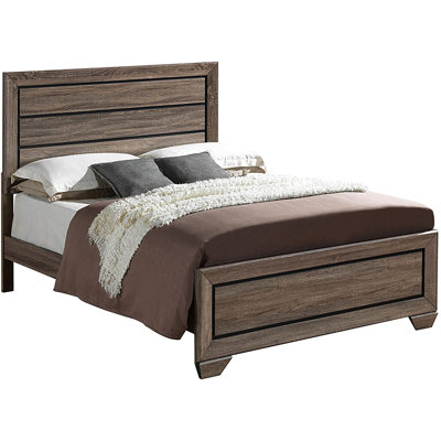 Queen Size Washed Taupe Panel Bed - Bedroom Decor Enhancement Modern Rustic Essential Piece