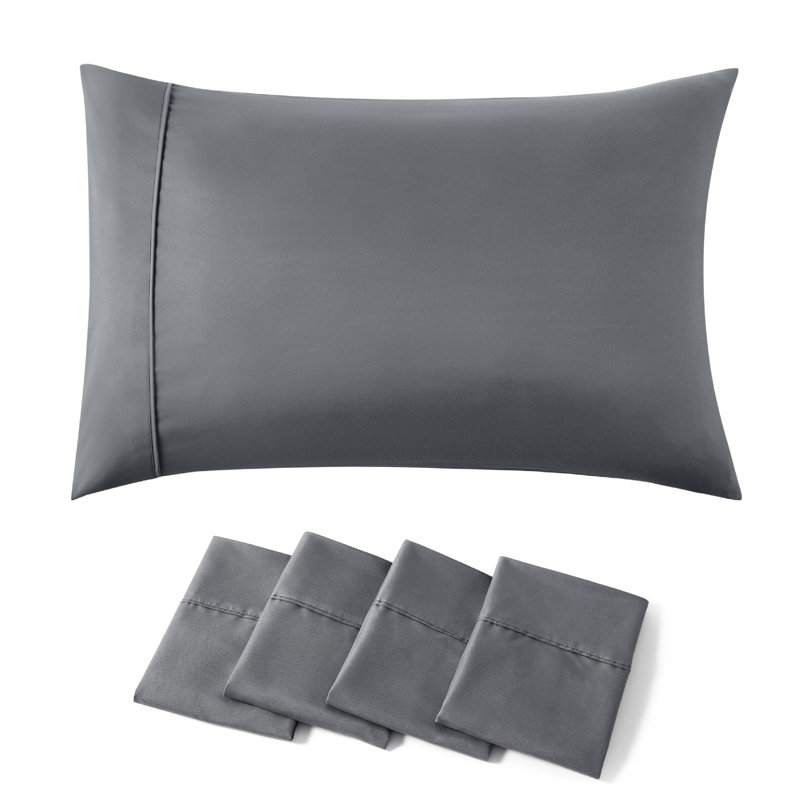 Bedsure Pillow Cases Set Of 4 - Polyester Microfiber Pillowcase, Dark Gray, King Pillow Case