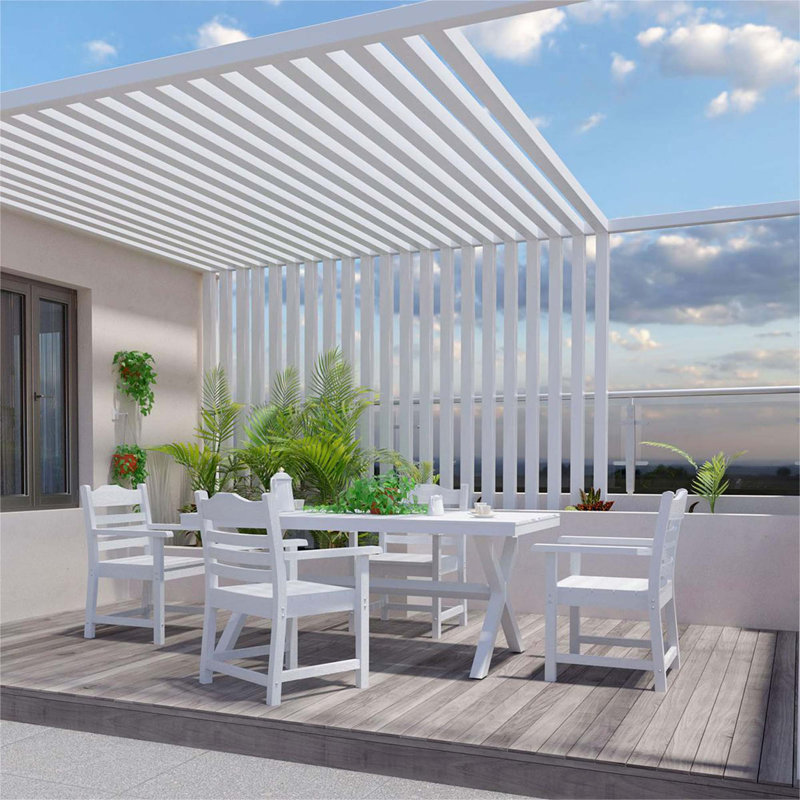 All-Weather Patio Dining Chair Set with Armrests and Ergonomic Comfort, White