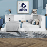 Twin Size Corner Bed With Drawers And Bookcase